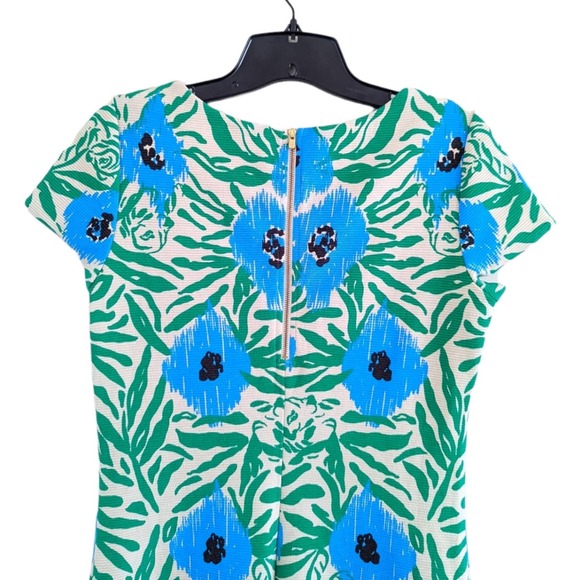 Lilly Pulitzer Layton Sea Oat Ikatty Blue Floral Print Shift Mini Dress Small - Picture 7 of 10